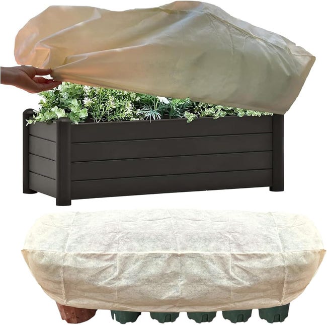 2-teiliges Set Rechteckiger Winterabdeckungen Für Pflanzgefäße – 100 X 40 X 45 Cm, Frostbeständiges Fleece-gewebe, Kordelzug, Schutz Für Garten Und Bäume Im Freien