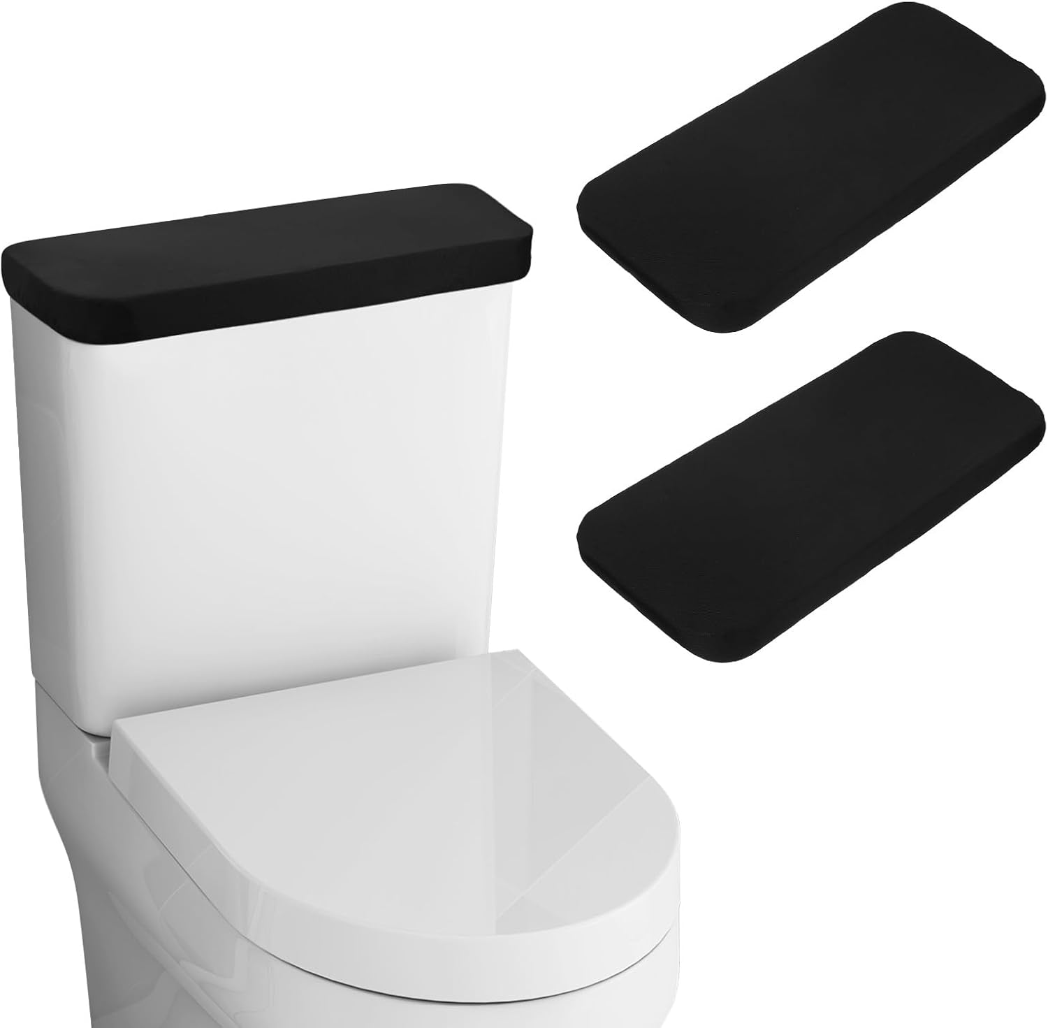 2-teiliges Wc-deckel- Und Wc-sitzbezug-set – Universelles Polyester, Weich Und Saugfähig – Mit Elastischem Rand – Für Die Badezimmerausstattung – Schwarz