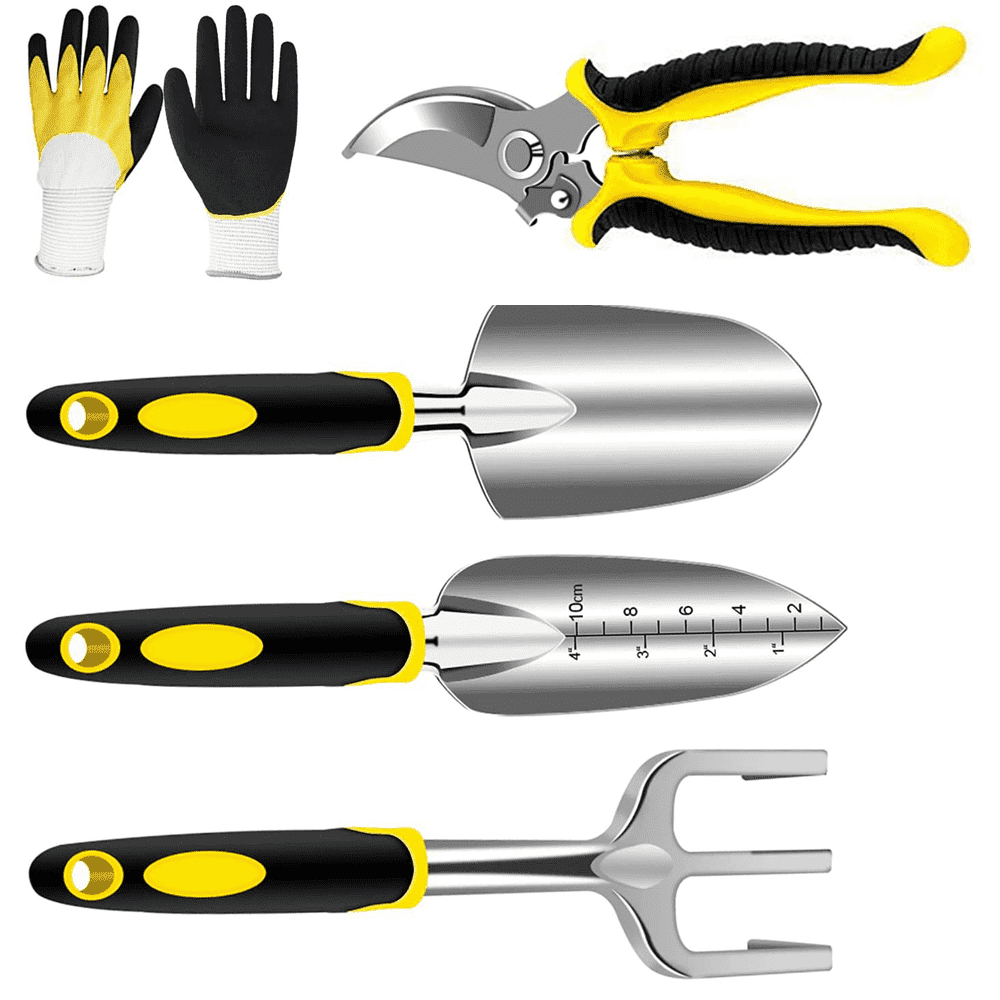 5-teiliges Gartenwerkzeugset Inklusive Gartenschere, Spaten, Pflanzkübel, Rechen Und Handschuhen