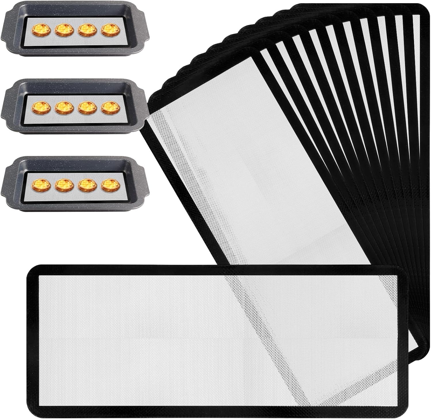 12 Silikon-backmatten – Hochwertige Antihaft-backmatte – Wiederverwendbar – 43 X 17,3 Cm – Geeignet Für Gefriertrockner, Backöfen Und Die Küche
