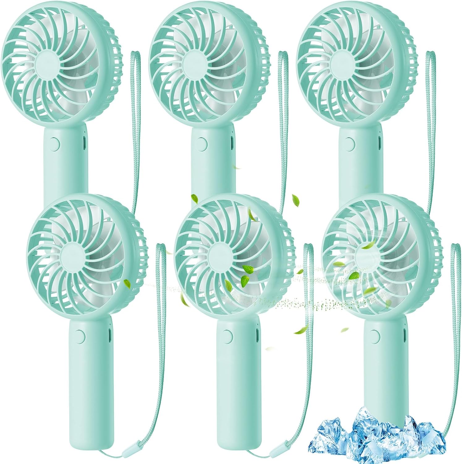 6-teiliges Set Leistungsstarker Mini-handventilatoren – 3 Geschwindigkeitsstufen – Mit Ständer – Usb-aufladbar – Für Wimpern – Make-up – Büro – Strand – Reisen (grün)