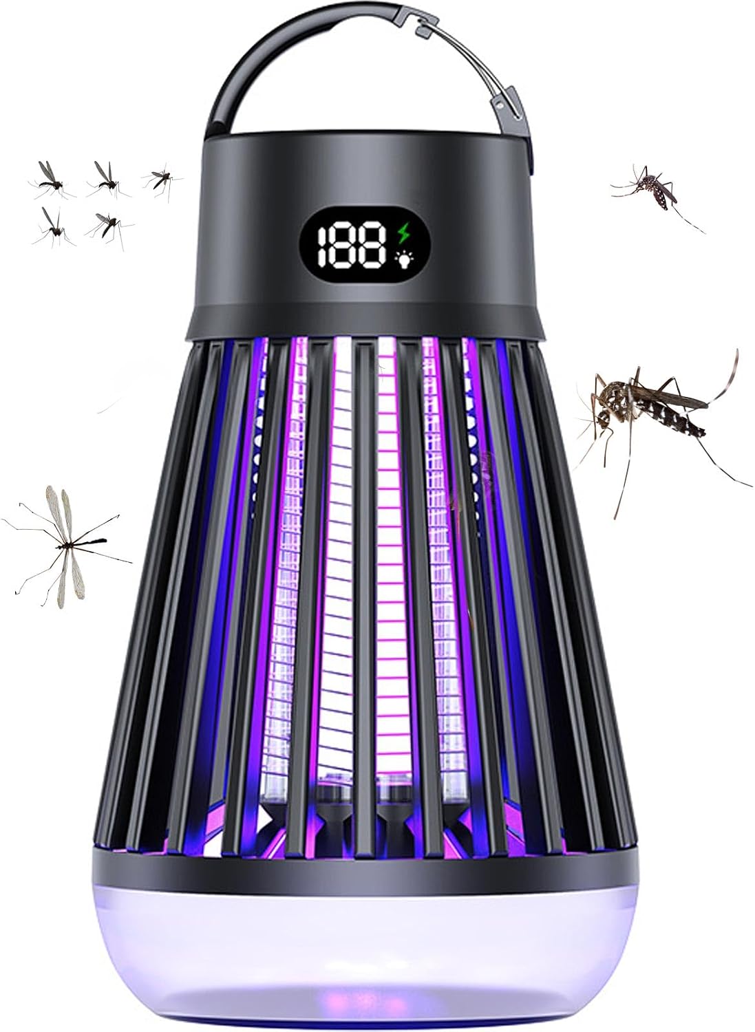 Tragbare, Wasserdichte Mückenschutzlampe Mit Integriertem Led-streifen Für Camping (schwarz X1)
