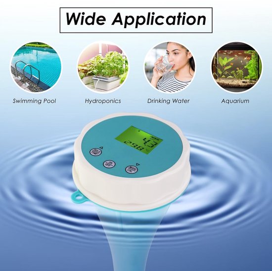 Intelligenter Wasserqualitätstester: Schwimmender Bluetooth 6-in-1-monitor Für Pools, Spas/hydroponik – Misst Ph-wert, Ec-wert, Orp-wert, Chlorgehalt, Salzgehalt/temperatur