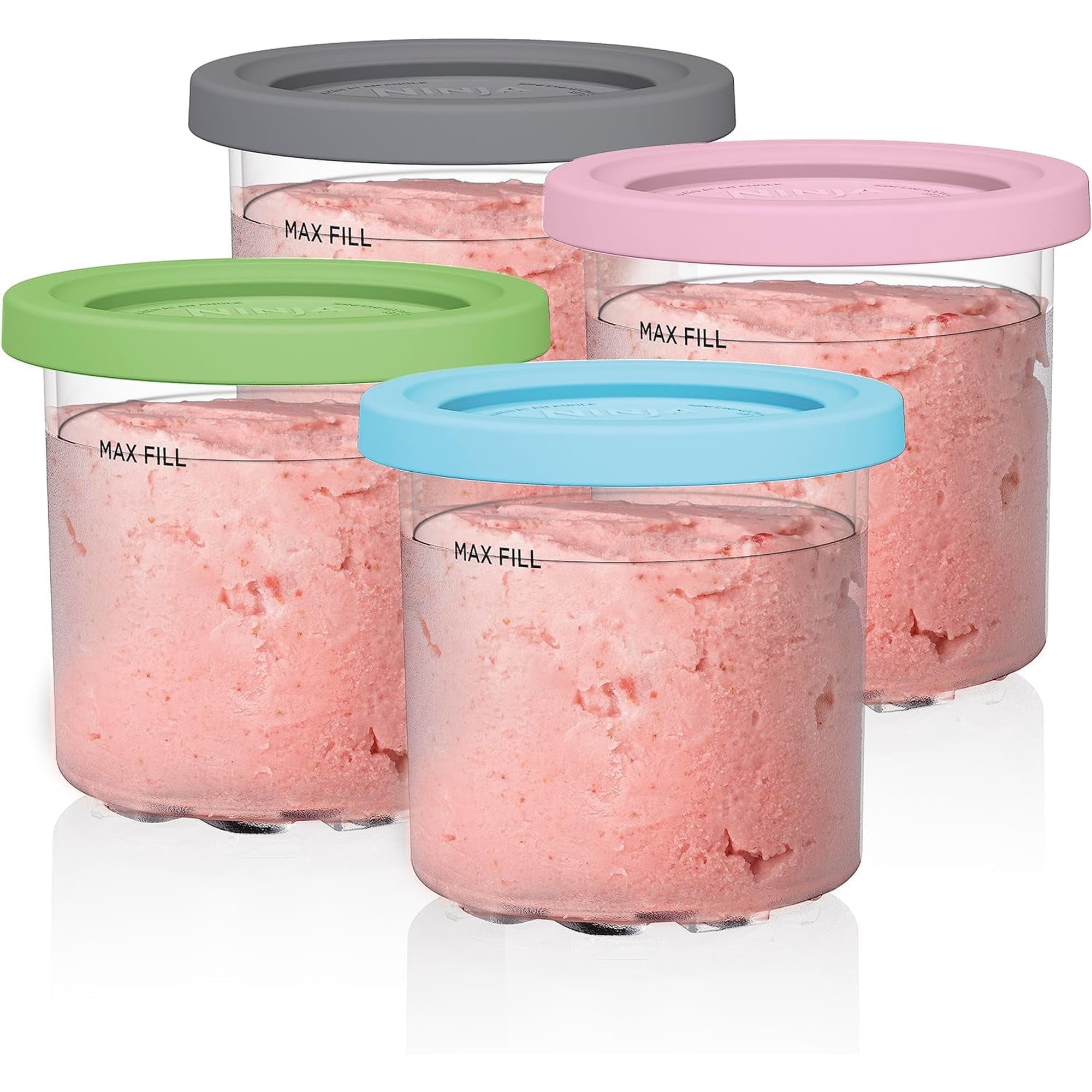 4er-pack Ersatz-eisbecher Und -deckel, Kompatibel Mit Ninja Creami Eismaschinen (nc301 Nc300 Nc299amz)