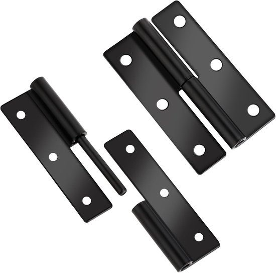 2-teiliges Rundes Schwarzes Türscharnier, 6,3 Cm Durchmesser Edelstahl, Abnehmbar, Rostfrei, Geräuschlos, Robust Und Langlebig (linkes Scharnier)