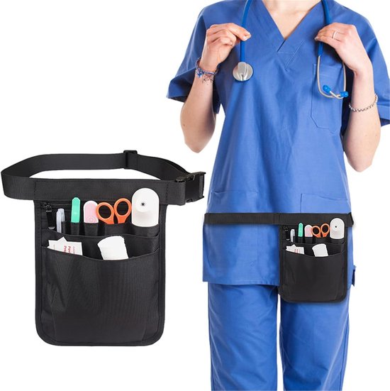 Damen-bauchtasche, Verstellbarer Gürtel, 25 X 18 Cm, Umhängetasche, Für Medizinisches Personal, Altenpfleger/innen Und Tierärzte/innen, Schwarz