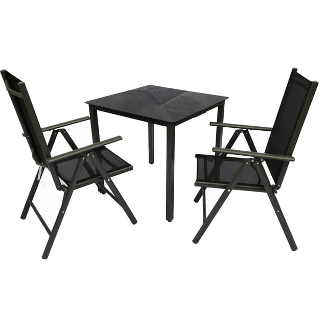 3 tlg Alu Glas Gartenset Sitzgruppe 80SW