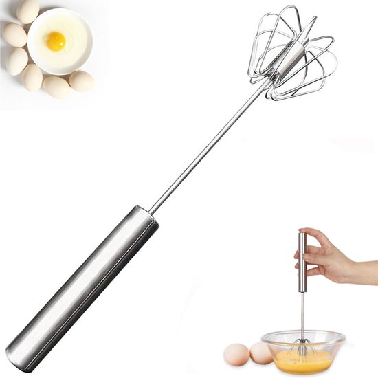 Halbautomatischer Handmixer Aus Edelstahl Für Eier, Teig Und Sahne, Manuell, Für Die Küche Und Zum Backen, Silber