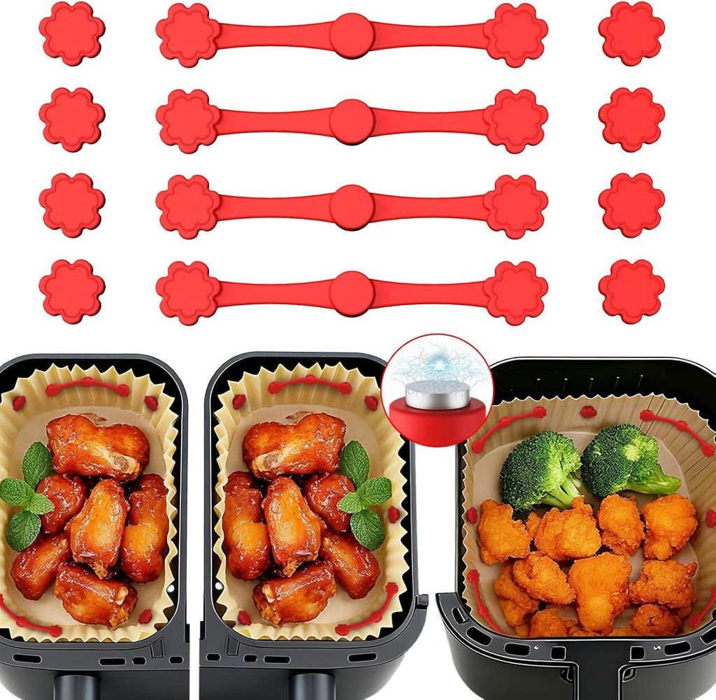 Magnetische Silikonclips Für Heißluftfritteusen, 12er-pack. Die Rutschfesten Magnete Verhindern Das Verrutschen Des Backpapiers.