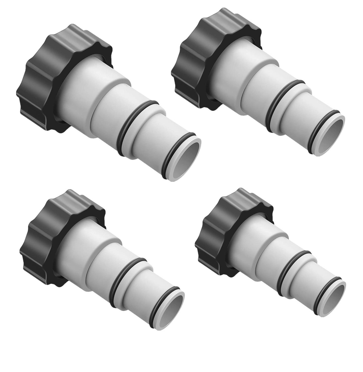 4-teiliger Schlauchadapter A Mit Kragen – Ersatzteil – Passend Für Intex Aufstellpools – Schraubanschlusspumpe – Umrüstung Von 1,5" Auf 1,25" Schlauch
