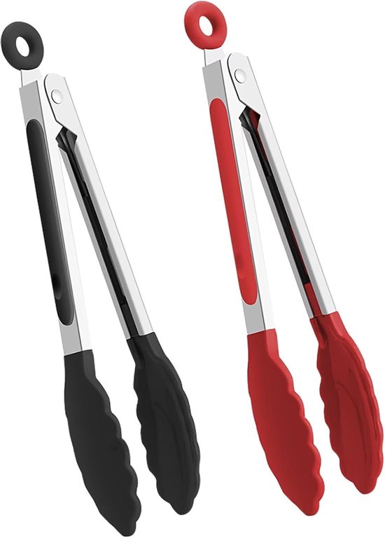 Zweiteiliges Silikon-küchenclip-set Hitzebeständig, Antihaftbeschichtet, Sicher, Bpa-frei, Schwarz-rot