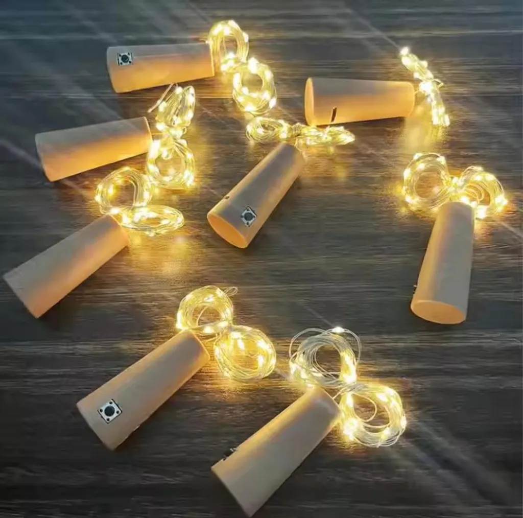 Flaschenlichter-set, 6-teilig, 10 Leds Mit Korken, 3 Beleuchtungsmodi, Warmweißes Licht, 1 Meter Silbernes Kabel, Für Partys Und Gärten