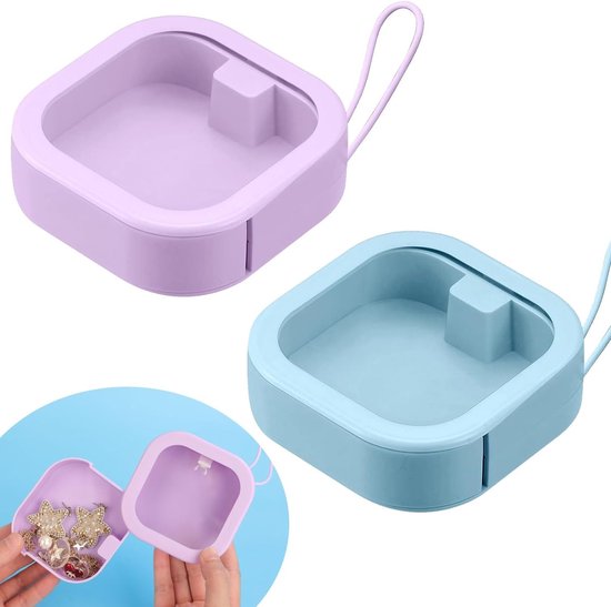 Wattestäbchenspender, 2er-set, Tragbarer Badezimmer-organizer, Reiseaccessoires, Haargummihalter, Aufbewahrung Für Haarspangen Und Haarnadeln (lila, Blau)