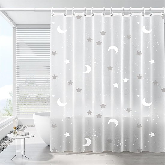 150 X 200 Cm Großer, Weißer, Wasserdichter Duschvorhang Aus Stoff Mit Haken, Verdickter, Schimmelresistenter Sichtschutzvorhang