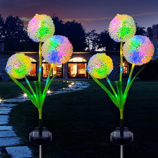 D&elion Solarleuchten - 2er-set Gartenleuchten - Farbwechselnde Leds - Ip65 Wasserdicht - Automatische Ein-/ausschaltung - Solarbetrieben - Für Den Außenbereich: Terrasse, Rasen