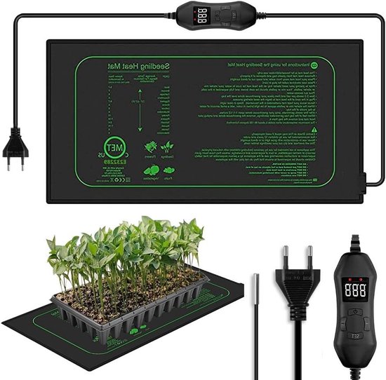 Pflanzenheizmatte Grow 50w Mit Thermostat, 25 X 52 Cm Gewächshaus Für Sämlinge, Haustiere Und Reptilien, Wasserdicht, Schnell Aufheizend
