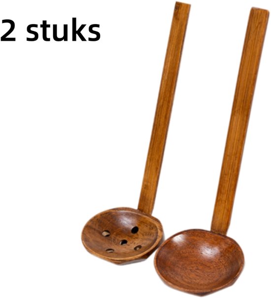2-teiliges Set Aus Holzkelle Und Sieb Mit Langem Griff Für Küchen Und Hot-pot-restaurants – 7,5 X 22 Cm