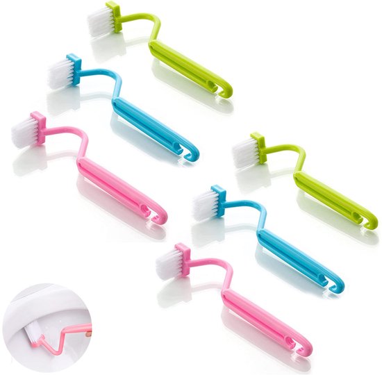 6er-pack Gebogene Wc-eckenreinigungsbürsten Aus Kunststoff – Mehrfarbig