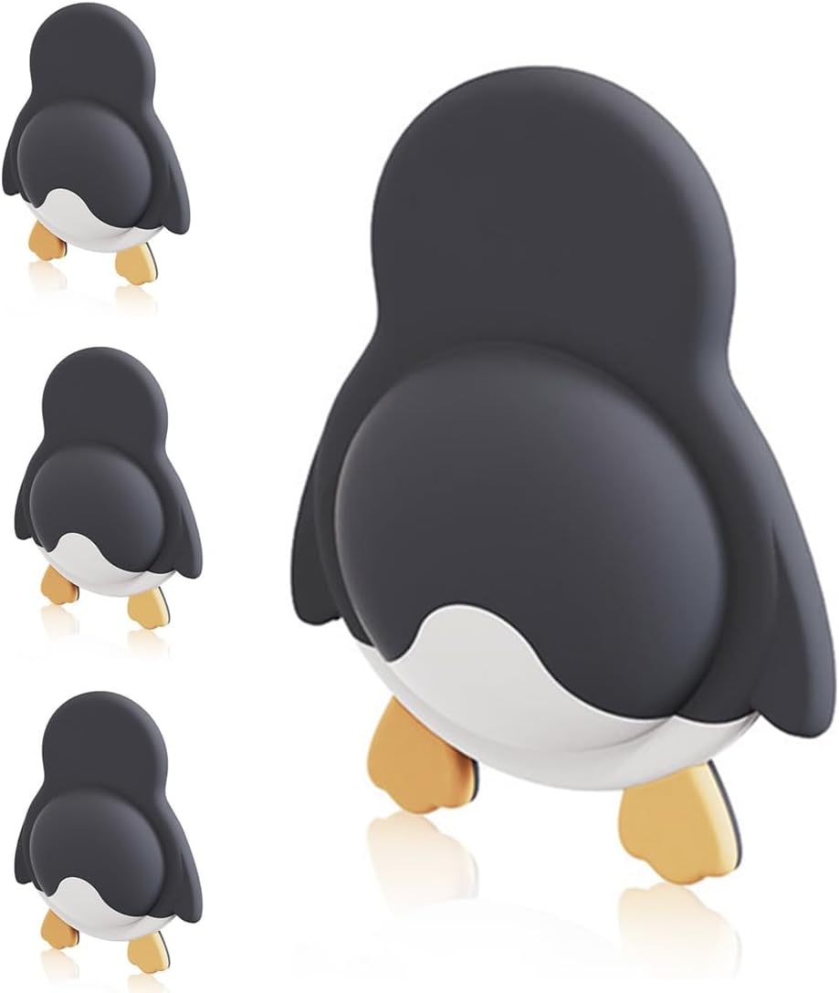Set Mit 4 Türstoppern, Wandtürstoppern, Wiederverwendbaren Silikon-türstoppern (pinguin)