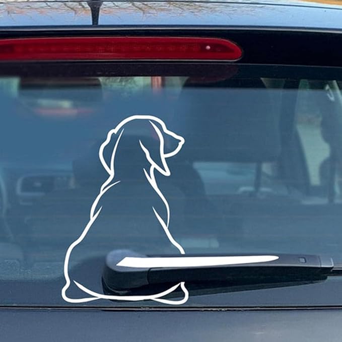 Weißer, Lustiger Hundeaufkleber Mit Wedelndem Schwanz – Hundeaufkleber Für Den Scheibenwischer – Aufkleber Mit Niedlichem Tier – Wasserfester Autoaufkleber Für Die Heckscheibe