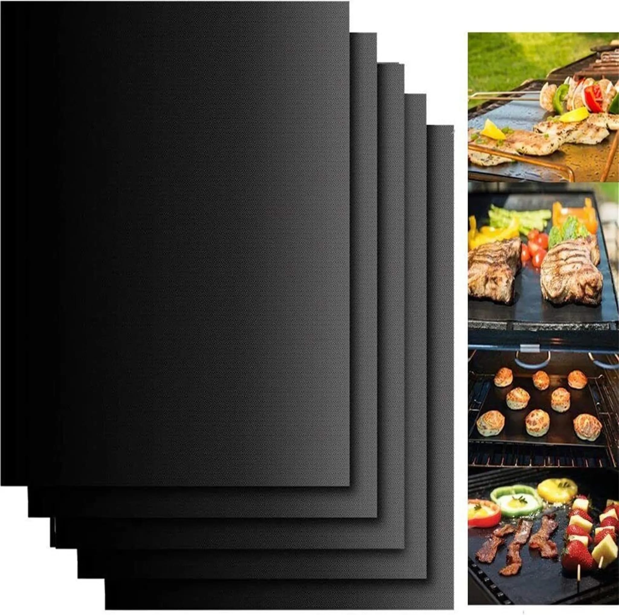 5er-pack Grillmatten, Gasgrillmatten, Backmatten, Hitzebeständig, Antihaftbeschichtet – 33 X 40 Cm