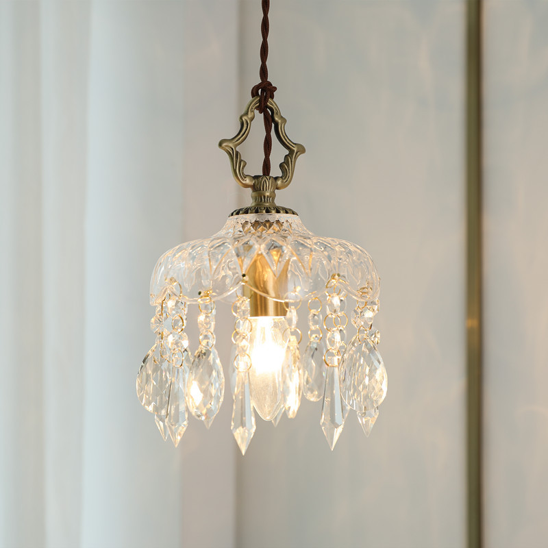 6-zoll-kristalllüster Im Vintage-stil, Kristallkuppel-pendelleuchte, Kronleuchter Für Schlafzimmer, Flur, Balkon, Nachttisch, Bar, Warmes Licht