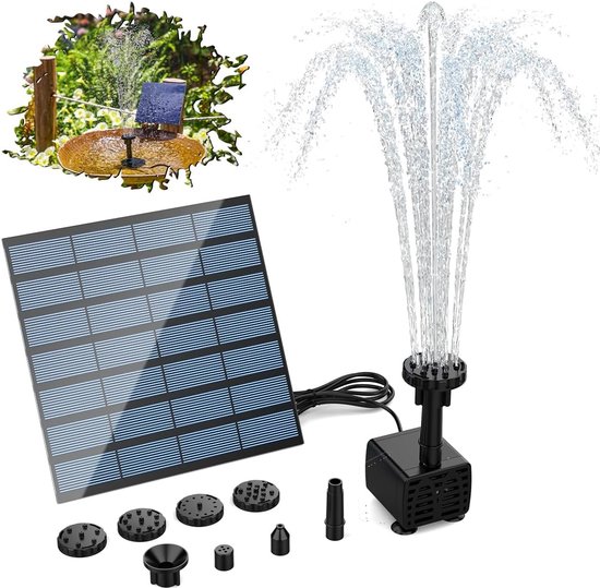 Solarbrunnen, Brunnenset Mit 8 Düsen, Solar-wasserpumpe Für Den Außenbereich, Solar-brunnenpumpe, Solar-teichpumpe, Für Vogeltränken, Teiche