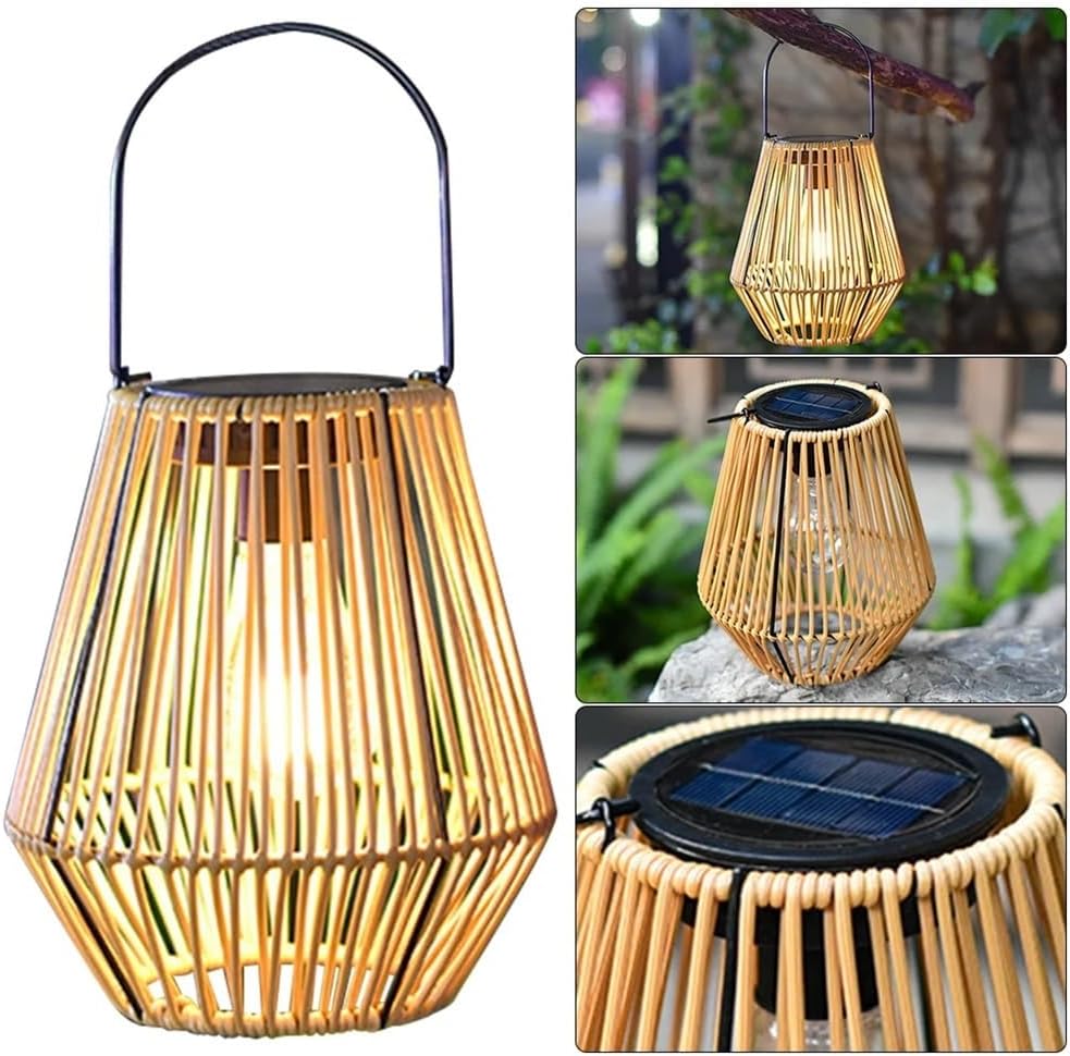 Dekorative Rattanlaterne, Solarlaterne, Ip44 Wasserdichte Solarleuchte, Hängende Solar-gartenleuchte Für Garten, Terrasse, Hof