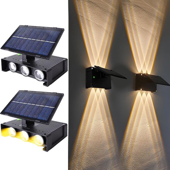 Stück Ip65 Wasserdichte, Verstellbare Solar-wandleuchten, 6 Warmweiße Led-dekorations-nachtlampen Für Garten Und Balkon