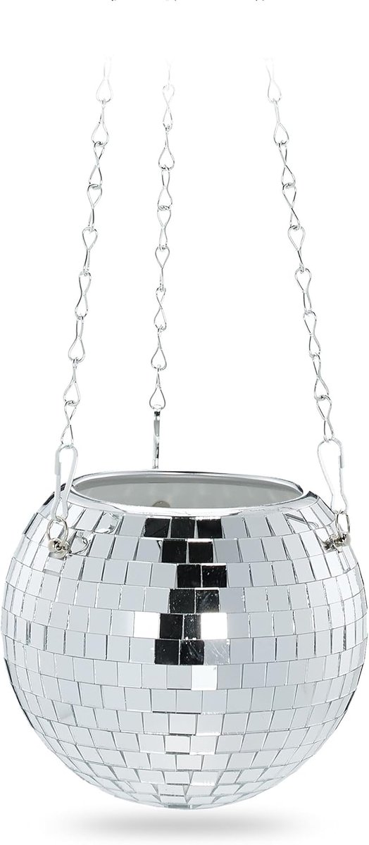 Pflanztopf, Hängeampel Für Drinnen, Glas, Höhe X Durchmesser: 13 X 15 Cm, Hängeblumentopf, Silber.