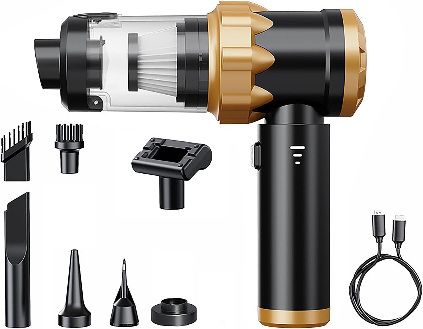 Handstaubsauger Mit 18000 Pa Saugkraft, 4-in-1-set Für Auto Und Zuhause, Usb-c-ladeanschluss, Waschbarer Filter, Kompakt Und Tragbar