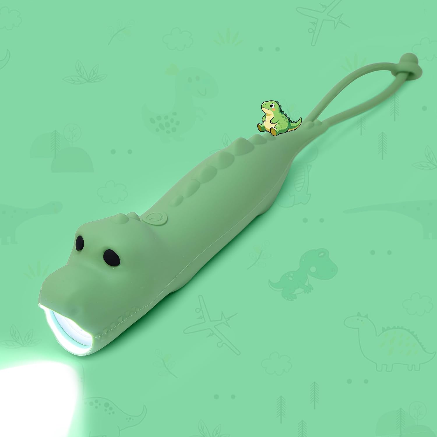 Silikon-dinosaurier-taschenlampe, Wiederaufladbare Hängelampe, Geeignet Für Camping, Nachtspaziergänge Und Den Familiengebrauch, Tragbare Taschenlampe Mit Tiermotiv.