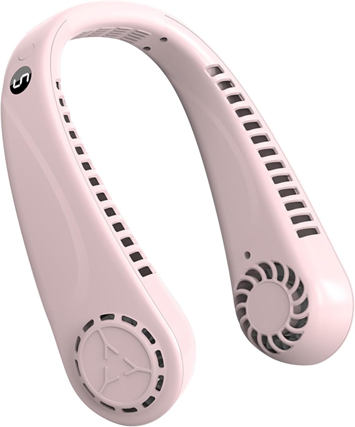 Tragbarer, Klingenloser Nackenventilator Mit Display Und 5 Geschwindigkeitsstufen, Usb-aufladbar, 360°-kühlung, Für Arbeit, Reisen Und Outdoor-aktivitäten (rosa)
