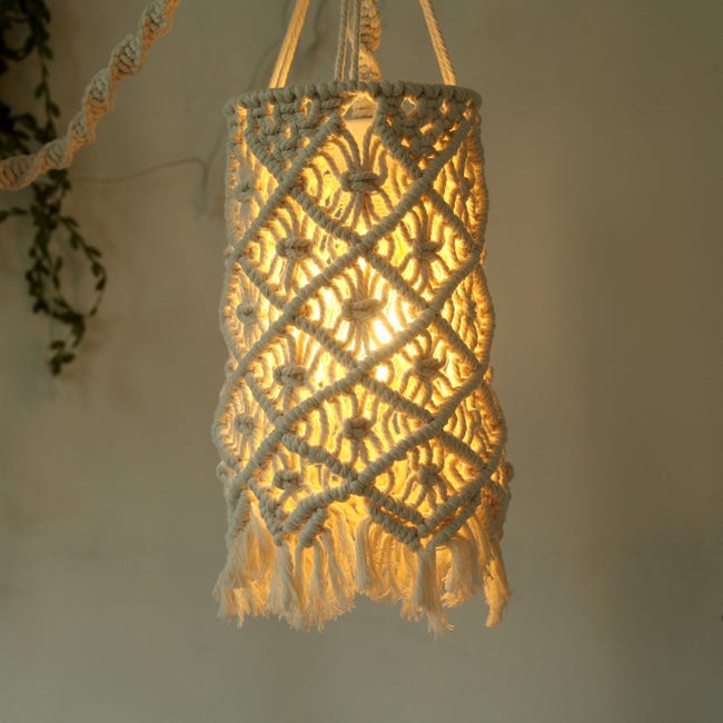 Gewebter Lampenschirm, Geeignet Für Pendelleuchten, Dekoration Im Bohème-stil Sowie Für Deckenventilatoren Oder Wandleuchten. Maße: 20 X 40 Cm