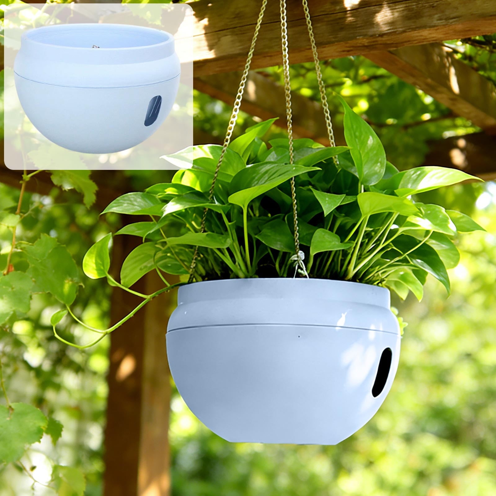 1er-pack Hängeampel Für Drinnen Und Draußen, 18 Cm (7 Zoll) Großer, Selbstbewässernder Hängeampel Mit Automatischem, Einziehbarem Griff, Für Küche, Balkon, Garten