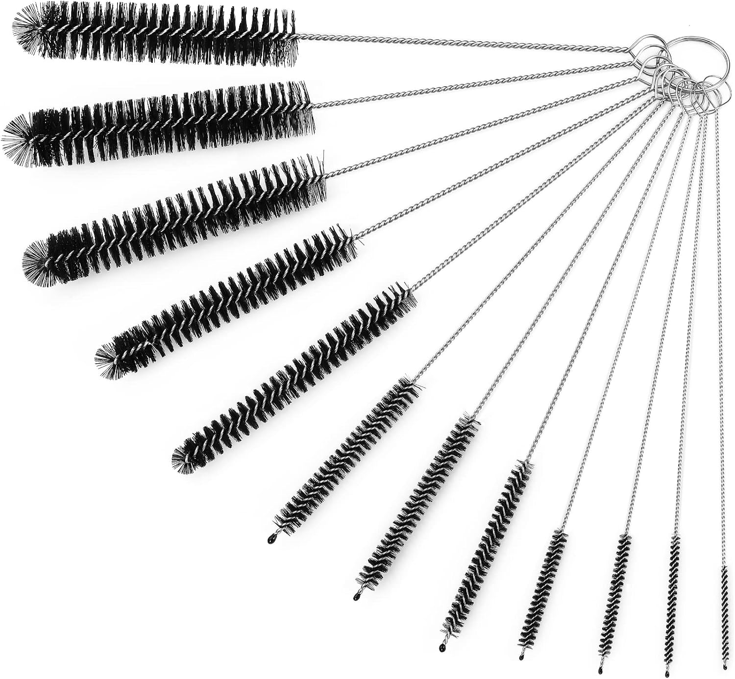 Strohhalm-reinigungsbürsten-set, 12-teilig, Inklusive 8,2-zoll-flaschenbürste Und Nylon-strohhalmbürste (schwarz).