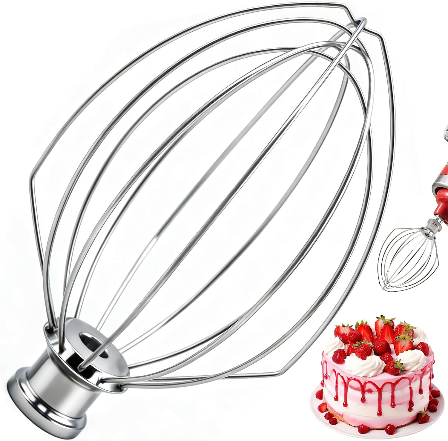 Edelstahl-rührbesen Mit 6 Drähten, Passend Für Kitchenaid 5-quart-rührbesen Mit Hubfunktion, Robuster 6-draht-rührbesen, Zum Schlagen Von Eiern, Sahne Und Zuckerguss Geeignet.