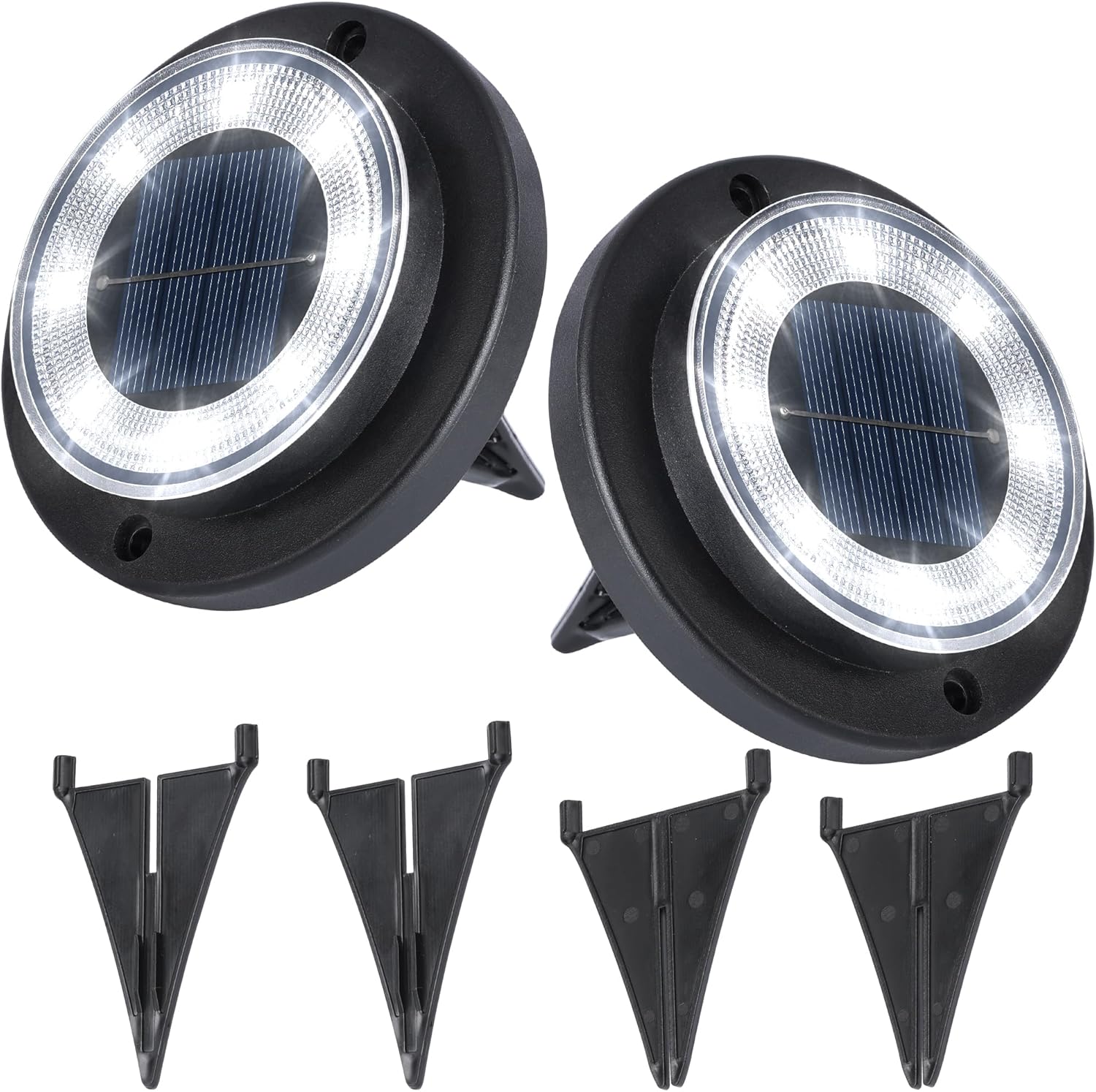 2er-pack Wasserdichte Solar-bodenleuchten Für Den Außenbereich – Kaltweiße Terrassen- Und Wegbeleuchtung
