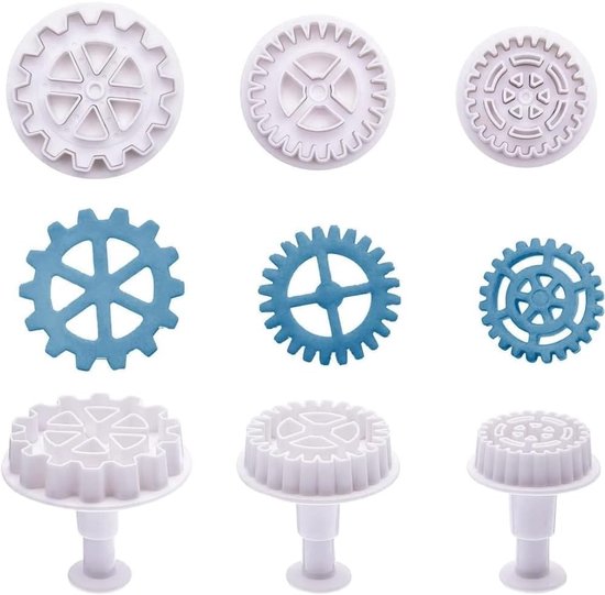 3-teiliges Steampunk-zahnrad- Und Uhrrad-fondant-ausstechformen-set