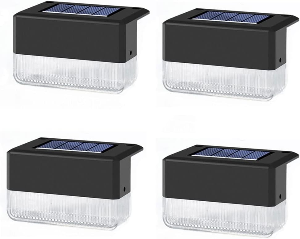 4er-pack Solar-zaunleuchten, Led-wandleuchten Für Den Außenbereich, Ip65 Wasserdicht, Warmweißes Licht Für Garten, Garage, Wege, Lithium-batterie, Sensor