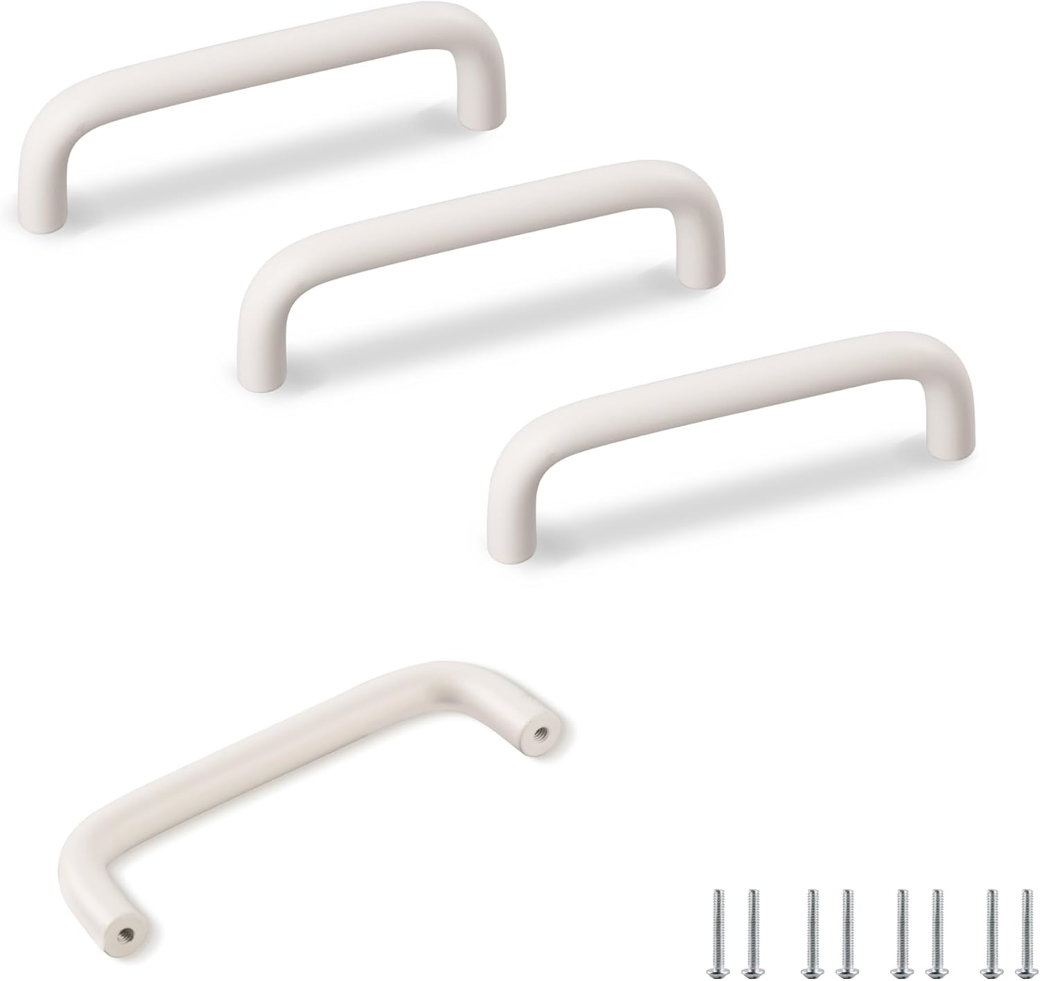 Vier Weiße Möbelgriffe, Schubladen- Und Schrankgriffe, Geeignet Für Küchen, Schränke Und Duschräume, Mit 96 Mm Lochabstand.