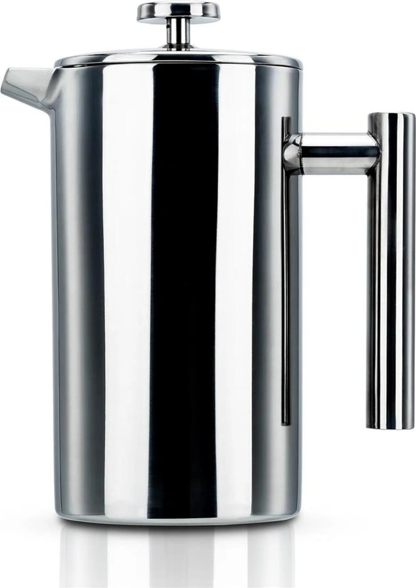 Silberne Kaffeemaschine – 1-liter-french-press-kaffeemaschine Aus Edelstahl Mit Edelstahlfilter.