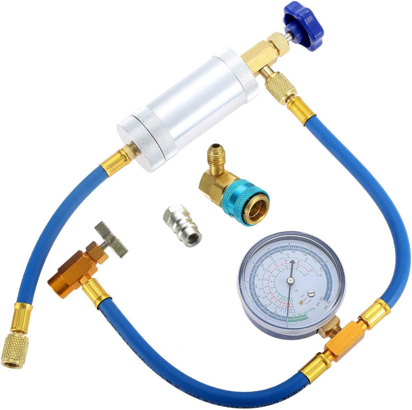 Klimaanlage One/c Unterteil-einspritzwerkzeug Für R134a Mit Manometer, R12/r134a-kältemittelschlauch, Adapter