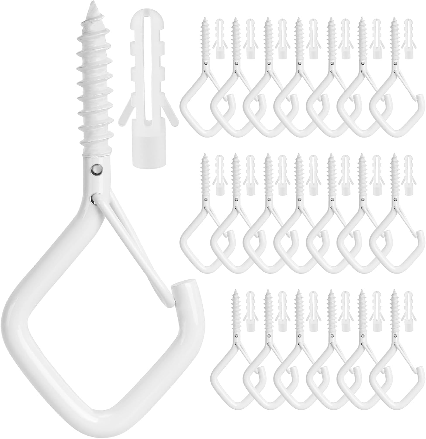 20er-packung Schraubhaken Für Den Außenbereich Zum Aufhängen Von Robusten Lichterketten Für Pflanzen, Geeignet Für Terrassenbeleuchtung, Decke, Wand, Zaun, Deckmontage (weiß).