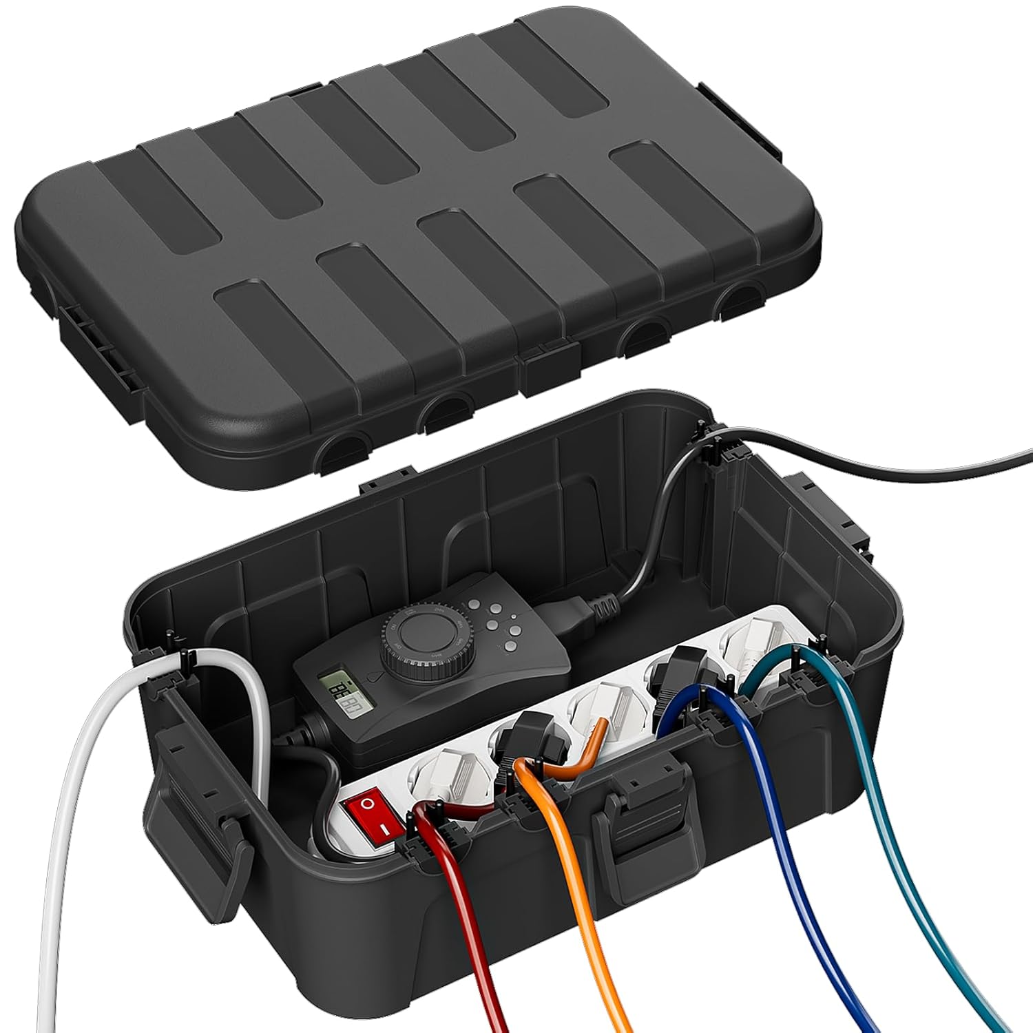 Extra Große Kabelbox, Ip54 Wasserdicht, Sicheres Außenkabel, Wetterfeste Steckdosenabdeckung Zum Schutz Der Steckdosenleiste, Zeitschaltuhr-steckdose, Schwarz