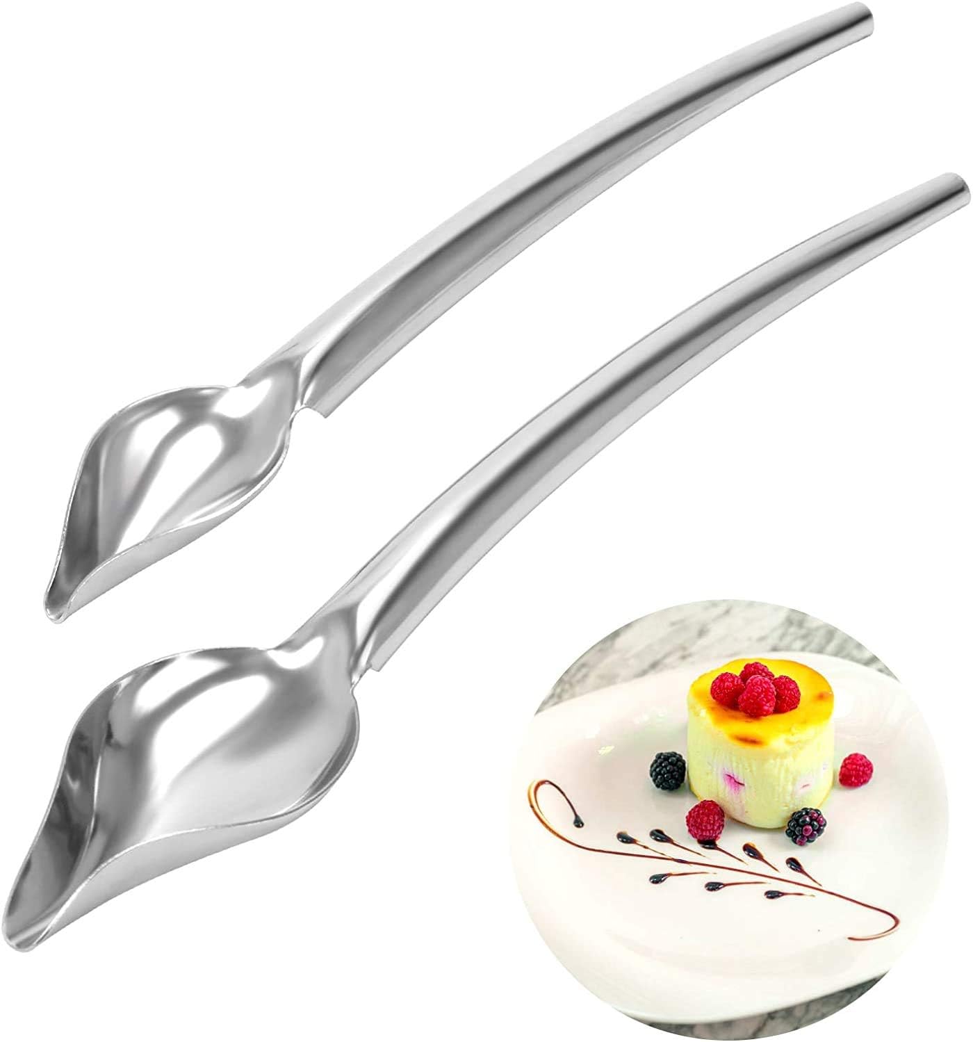 2-teiliges Dekoratives Löffelset Aus Edelstahl (groß & Klein), Perfekt Für Diy-küchenprojekte Mit Präzisen Saucenlöffeln Für Kuchen & Schokolade