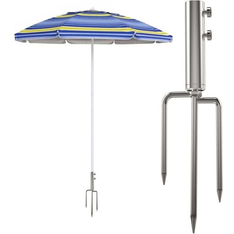 Sonnenschirmständer Mit Bodenanker, Abnehmbarer Sonnenschirmständer, Geeignet Zum Angeln, Für Den Garten, Für Den Strand (silber).