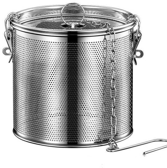 Edelstahlfilter, Wiederverwendbarer Kräutereinsatz Mit Langem Kettenhaken Für Suppen, Brühen Und Soßen – Silber