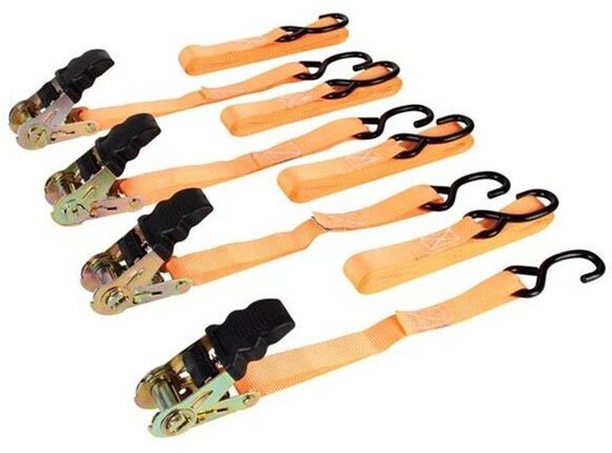 Spanngurte Mit Ratsche – 4er-pack – 25 Mm X 5 M – 500 Kg – Zur Ladungssicherung An Fahrzeugen Und Anhängern – Orange
