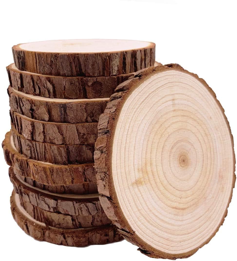 10 Unbehandelte Holzbretter Mit Baumrinde, 10,7–12 Cm – Diy-bastelarbeiten Für Hochzeiten Und Weihnachten